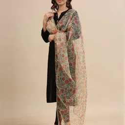 Dupatta Bazaar Printed Organza Dupatta with Thread Work image 3