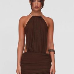 StyleCast x Revolte Women Halter Neck Backless Wrap Mini Dress-image-42