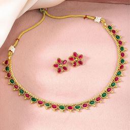Peora Gold-Plated Stone-Studded Jewellery Set-51