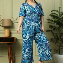 Oxolloxo Women Floral Printed Plus Size Basic Jumpsuit-13