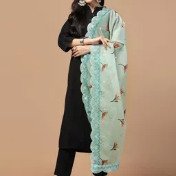 Kaizen TEXO FAB Printed Organza Dupatta with Sequinned image 3