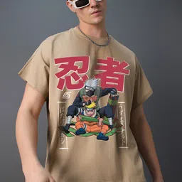 Bewakoof Men Graphic Printed Round Neck Cotton Oversized T-shirt-image-5