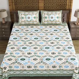 Myntra Elegant Homes Green Geometric Printed 180 TC King Bedsheet Set 2.28 m x 2.74 m-picture-41