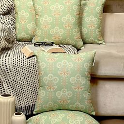 ANWYN Green & Brown Set of 5 Ethnic Motifs Square Cushion Covers-26