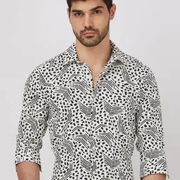 Mufti Men Spread Collar Abstract Printed Slim Fit Casual Shirt-image-14