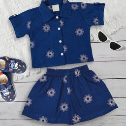 BAESD Girls Embroidered Short Sleeves Linen Cotton Shirt with Shorts-image-27