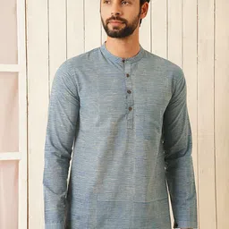 JAYPORE Striped Band Collar Straight Kurta-picture-51