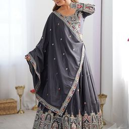 SHOPGARB Semi-Stitched Lehenga & Unstitched Blouse With Dupatta-image-46
