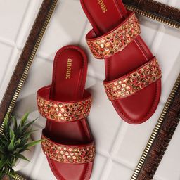 Anouk Women Embellished Ethnic Open Toe Flats with Embroidered-18