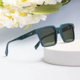 Ted Smith Unisex Green Square Acetate Sunglasses With Polarised Lens-image-14