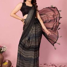 VRAGI Ready to Wear Striped Pure Chiffon Sareee-image-11