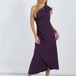 Styli Women Solid One Shoulder A-Line Maxi Dress-image-42