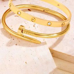 MEENAZ Pack Of 2 Gold Plated American Diamond Antique Kada Bracelet-image-67