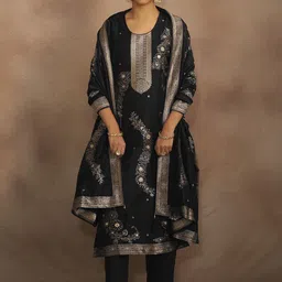 DRESOUL Women Ethnic Motif Woven Design Thread Work Kurta with Trousers & Dupatta-picture-17