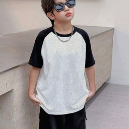 MODARUE Boys Colourblocked Round Neck T-shirt With Shorts-image-92