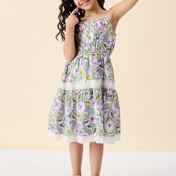 StyloBug Girls Floral Printed Fit & Flare Midi Dress-image-85