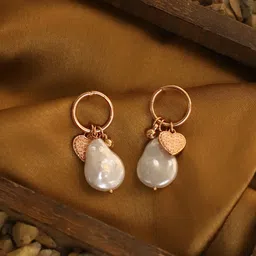 ELLE Gold-Plated Artificial Beaded Contemporary Drop Earrings-image-75