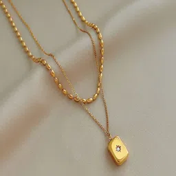 DressBerry Stone Studed Layered Pendant Chain-18