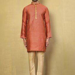 Arihant Rai Sinha Geometric Printed Thread Work Pure Cotton Straight Kurta with Pyjama-picture-17