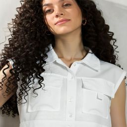 MAYKR Women Cotton Shirt Style Crop Top-image-28