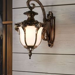 Fos Lighting Brown & White Textured Wall Sconce Outdoor Lamp-5
