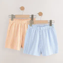 NEXT Girls Pack of 2 Striped Cotton Shorts-image-47
