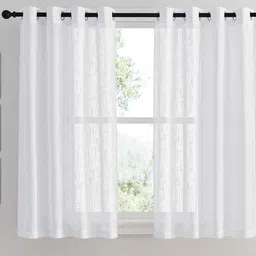 HOMEMONDE White Set of 2 Sheer Window Curtain-32