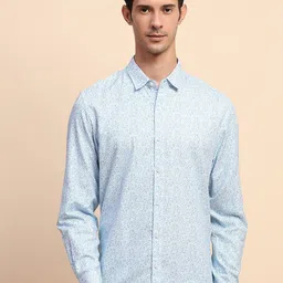 CAMLA Men Spread Collar Floral Printed Cotton Casual Shirt-image-35