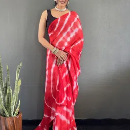 KALINI Tie and Dye Dyed Sequinned Embellished Pure Georgette Saree-picture-35