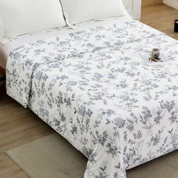 Story@home Grey & White Floral AC Room 600 GSM Double Bed Blanket-image-71