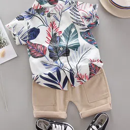 YK Boys Printed Mandarin Collar Shirt & Shorts-image-64