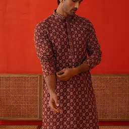 Jompers Men Embroidered Regular Sequinned Kurta with Pyjamas image 5