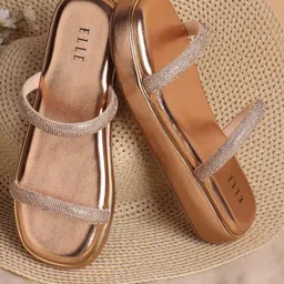 ELLE Embellished Party Platform Sandals with Buckles-47