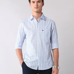AD By Arvind Men Slim Fit Vertical Striped Spread Collar Cotton Casual Shirt-image-1