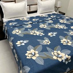 Pure Decor Blue & White Floral Microfiber AC Room 210 GSM Double Bed Comforter-image-14