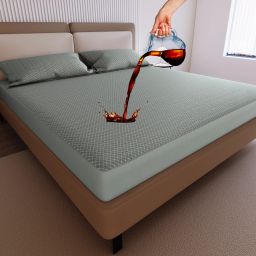 Fitted Double Size Waterproof, Stretchable, Breathable Mattress Cover-image-63