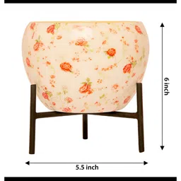 House of Sajja White & Orange-Coloured Floral Ceramic Planter With Stand-28