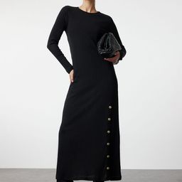 Trendyol Women Solid Round Neck Long Sleeves Maxi Dress-picture-23