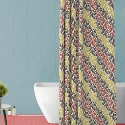 ArtzFolio Yellow and Black Floral Printed Waterproof Shower Curtain-image-67