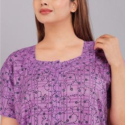 AAKARSHANA CREATION Purple Pure Cotton Maxi Printed Nightdress-image-94