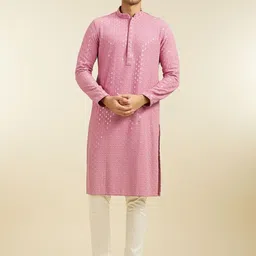 Diwas by Manyavar Chikankari Embroidered & Sequinned Mandarin Collar Kurta-image-85