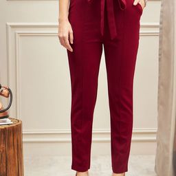 Berrylush Women Smart Skinny Fit High-Rise Trousers-image-38