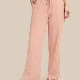 TWIN BIRDS Women Peach Fuzz Textured Cotton Night Pant-image-13