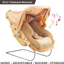 12 in 1 Musical Carry Plastic Cot/Bouncer with Mosquito Net, and Swinging Ropes Carry Cot/Bouncer Carry Cot/Bouncer-image-23