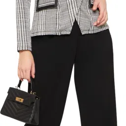 Women Checkered Double Breasted Casual Blazer-image-38