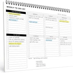 Weekly To Do List Spiral Planner Pad,Desk Notepad with Multiple Sections A4 Note Pad Undated Planning Notebook Checklist, ToDo Agenda Plan 60 Pages-11