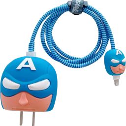 AIFEI Charger Cover for iPhone 18W-20W Charger, 3D cartoon blue captain america Cable Protector-image-40