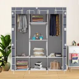 8 Shelf Foldable Collapsible Wardrobe Storage Organizer Almirah Cloth Rack PP Collapsible Wardrobe-image-42