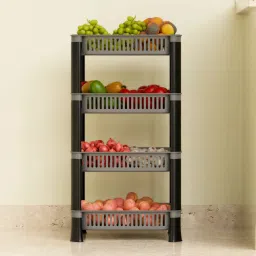 Fruits/Vegetables Kitchen Rack 4-Tier Storage Basket, Stand, Rack, Storage Solution for Office and Kitchen Plastic-image-49