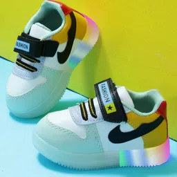 PASSION PETALS Kids Colourblocked Mid Top Lightweight LED Sneakers-image-71